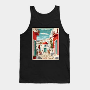 Mykonos Greece Tourism Vintage Poster Tank Top